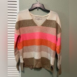LOFT Women's V-Neck Sweater - Pink, Cream, Tan, Brown